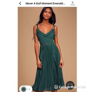 NWT Lulu’s Emerald Green Midi Dress